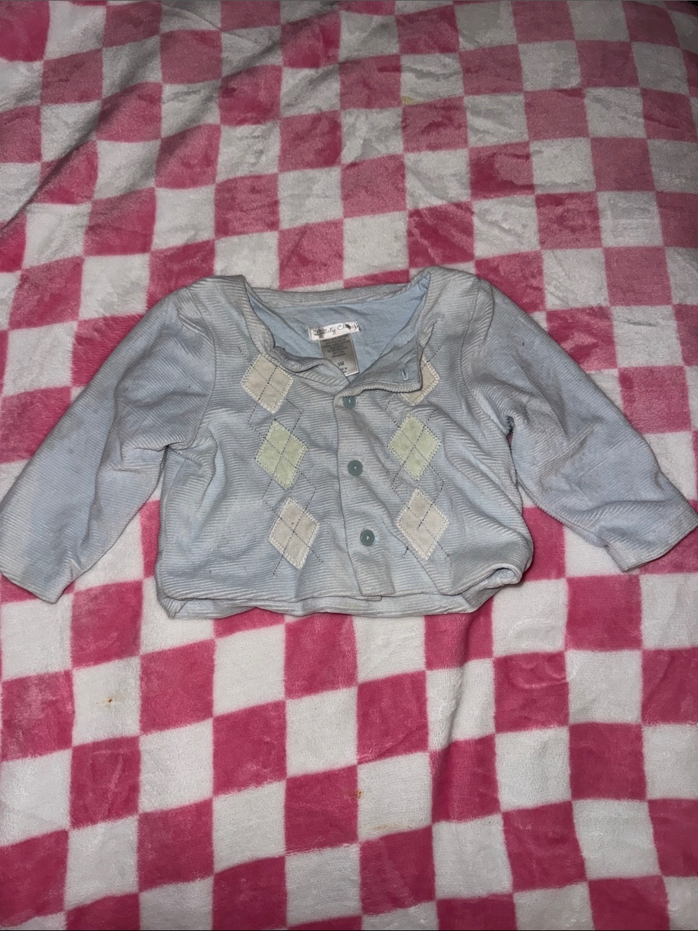 Baby Light Blue Argyle Button Cardigan